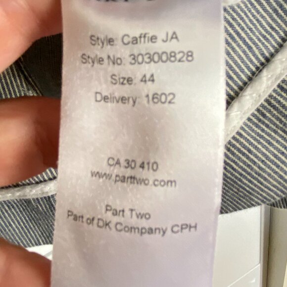 PART TWO blue and white blazer EU 44 UK 18 Cotton - Picture 6 of 7